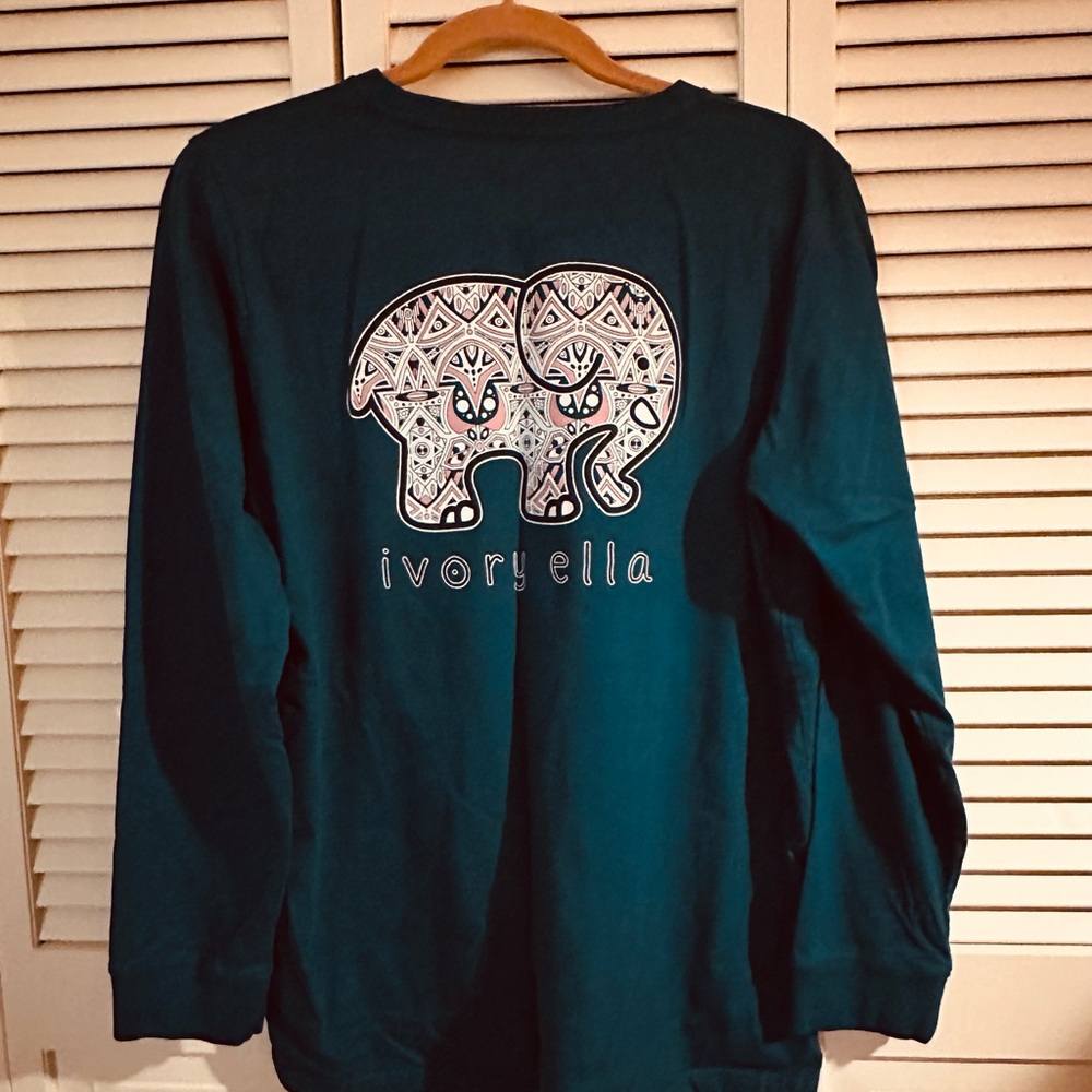 IVORY ELLA TEAL LONG SLEEVE TEE SHIRT